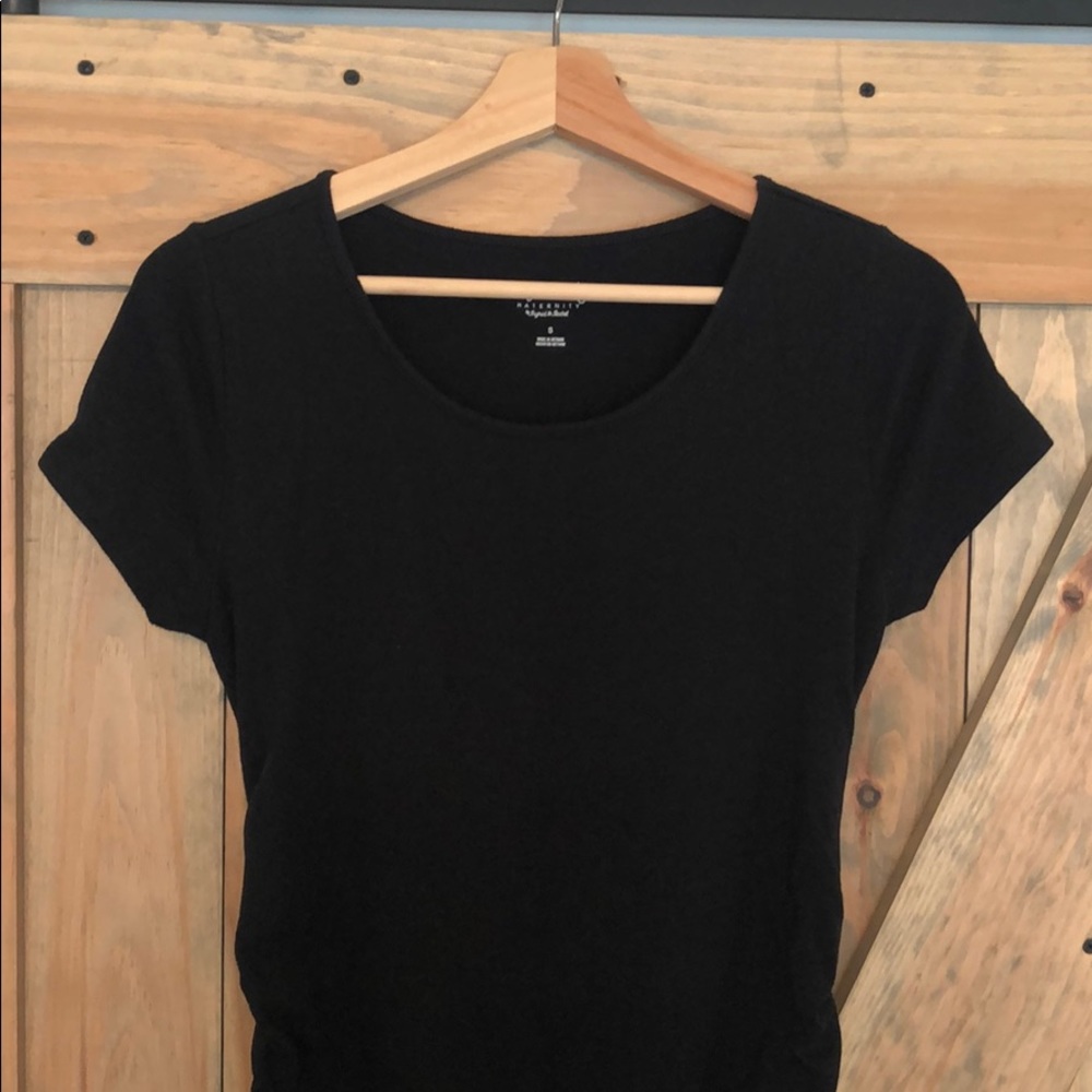 Black mid length maternity dress, fitted